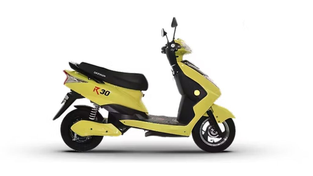 Okinawa R30 without license electric scooter 2025 with 60 km range and 25 kmph top speed design.